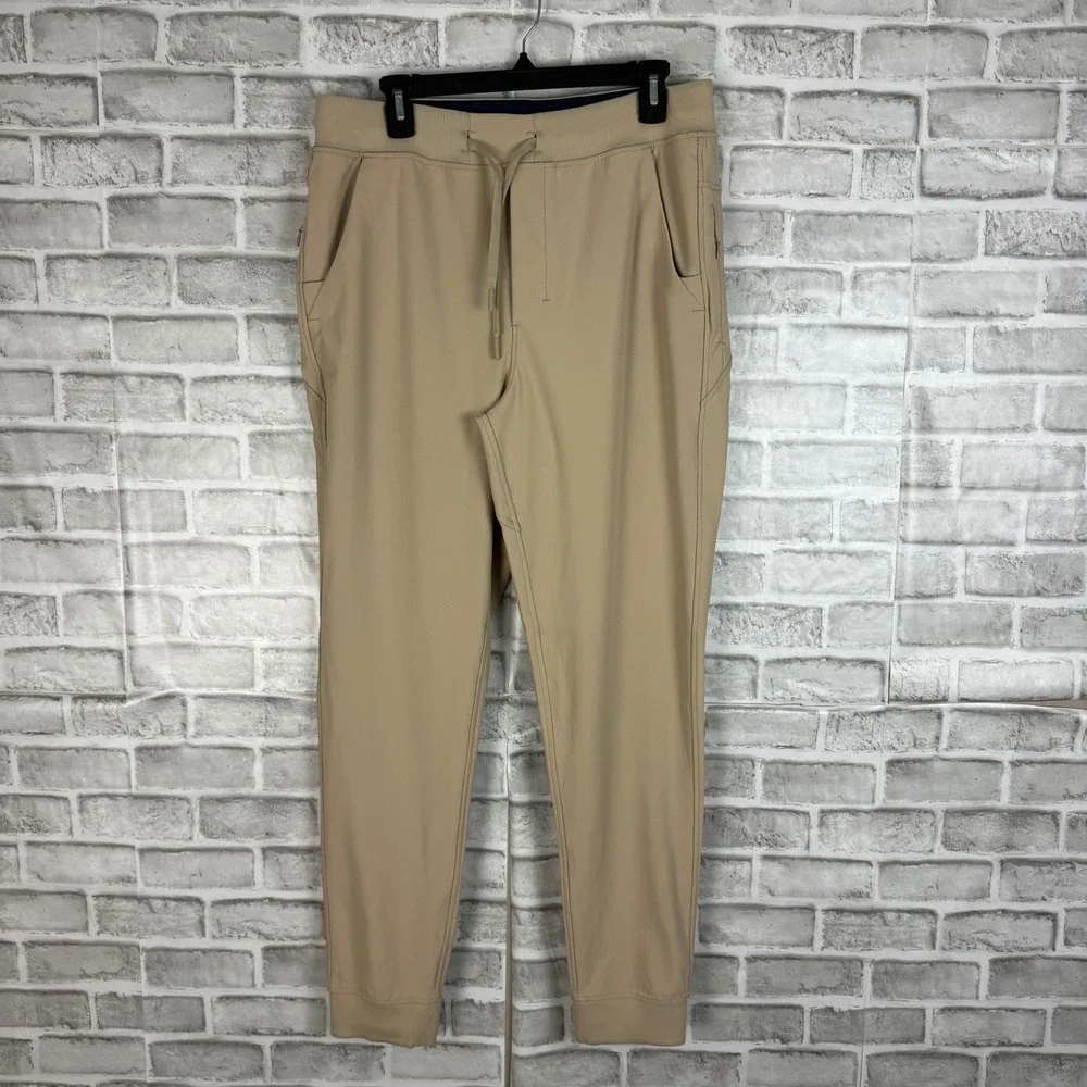 Birddogs XL Khaki Tan Lined Jogger Pants Performance Athletic Drawstring Pockets